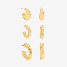 Mood Gold Polished Twist Hoop Earrings - Pack of 3