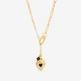 Mood Gold Polished & Jet Heart Charm Necklace