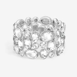 Mood Silver Mixed Crystal Chunky Stretch Cuff