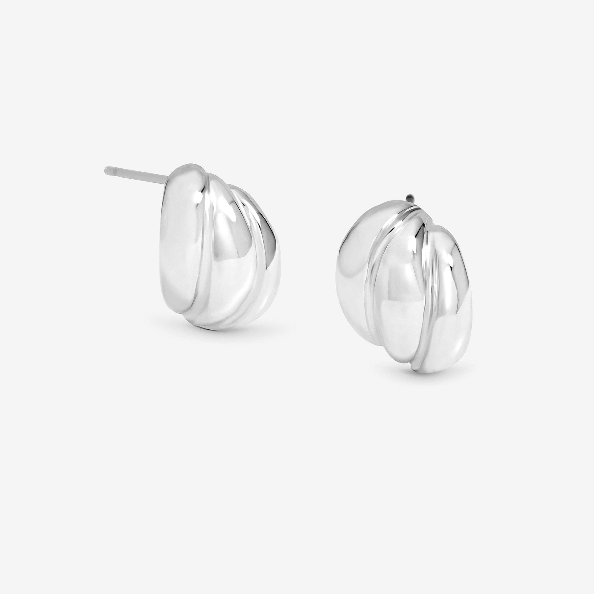 Silver - Jon Richard - Silver Plated Mini Ribbed Stud Earrings - 1