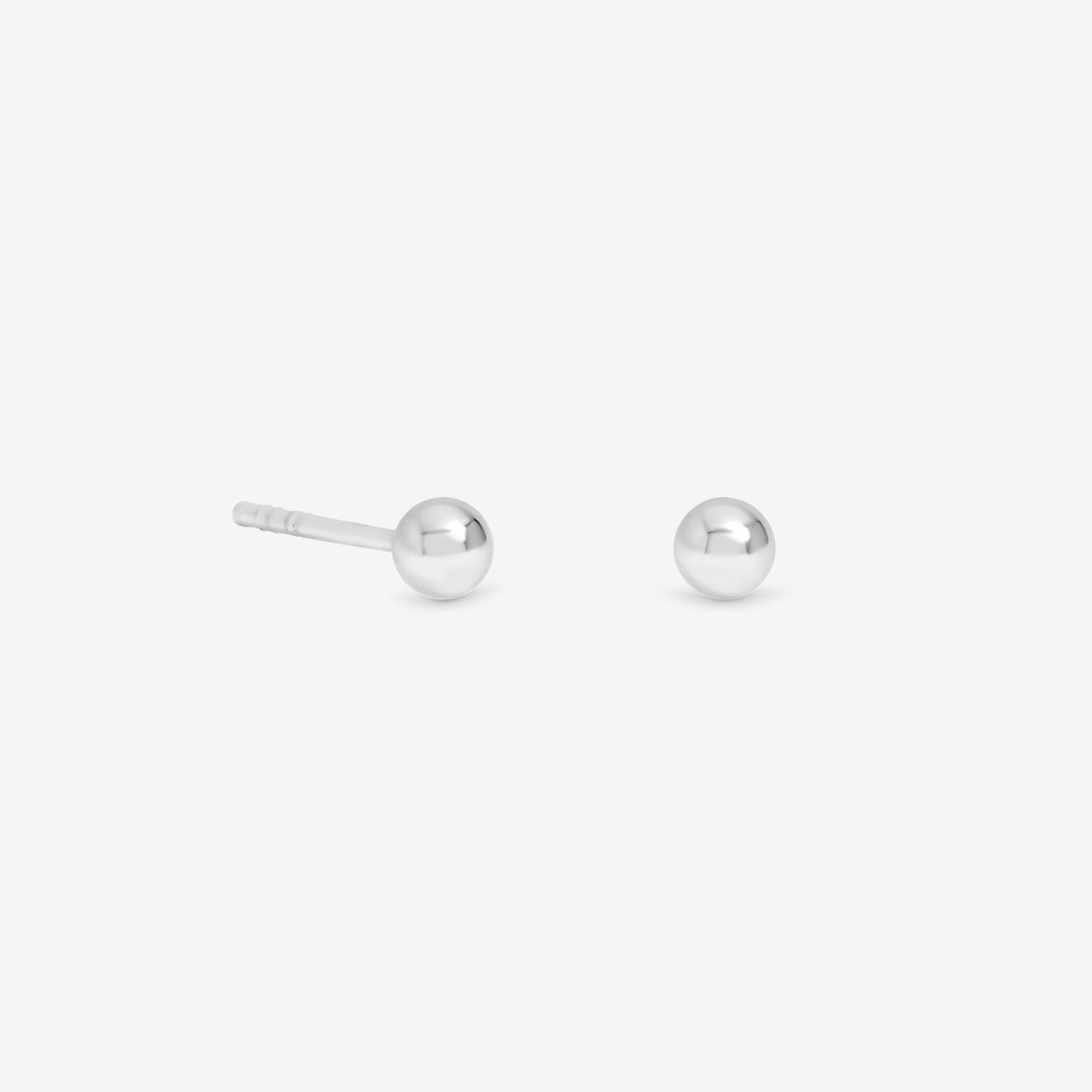 Simply Women's Sterling 925 Polished Ball Studs Silver