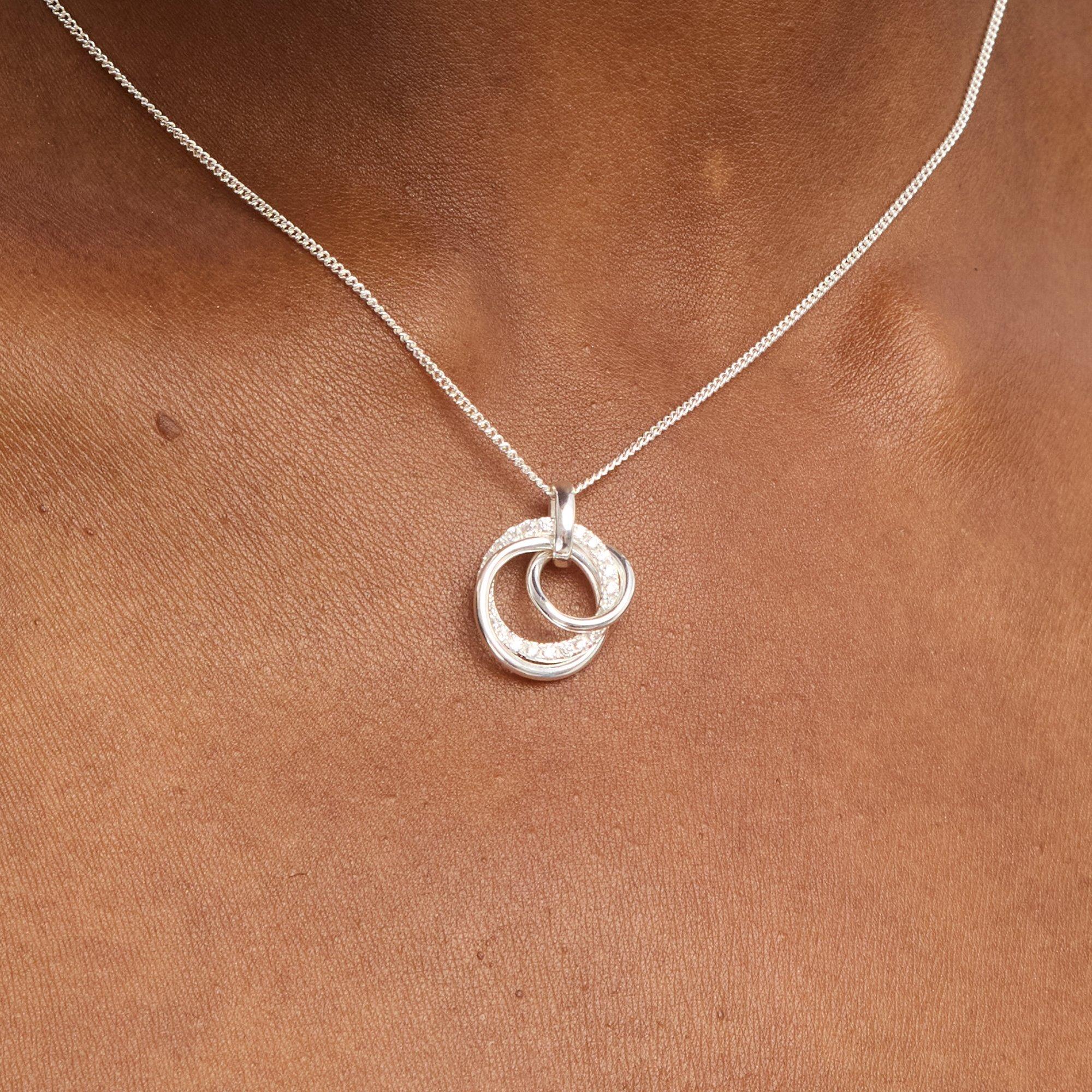 Silver - Simply Silver - Sterling Silver 925 CZ Interlink Knot Pendant - 2