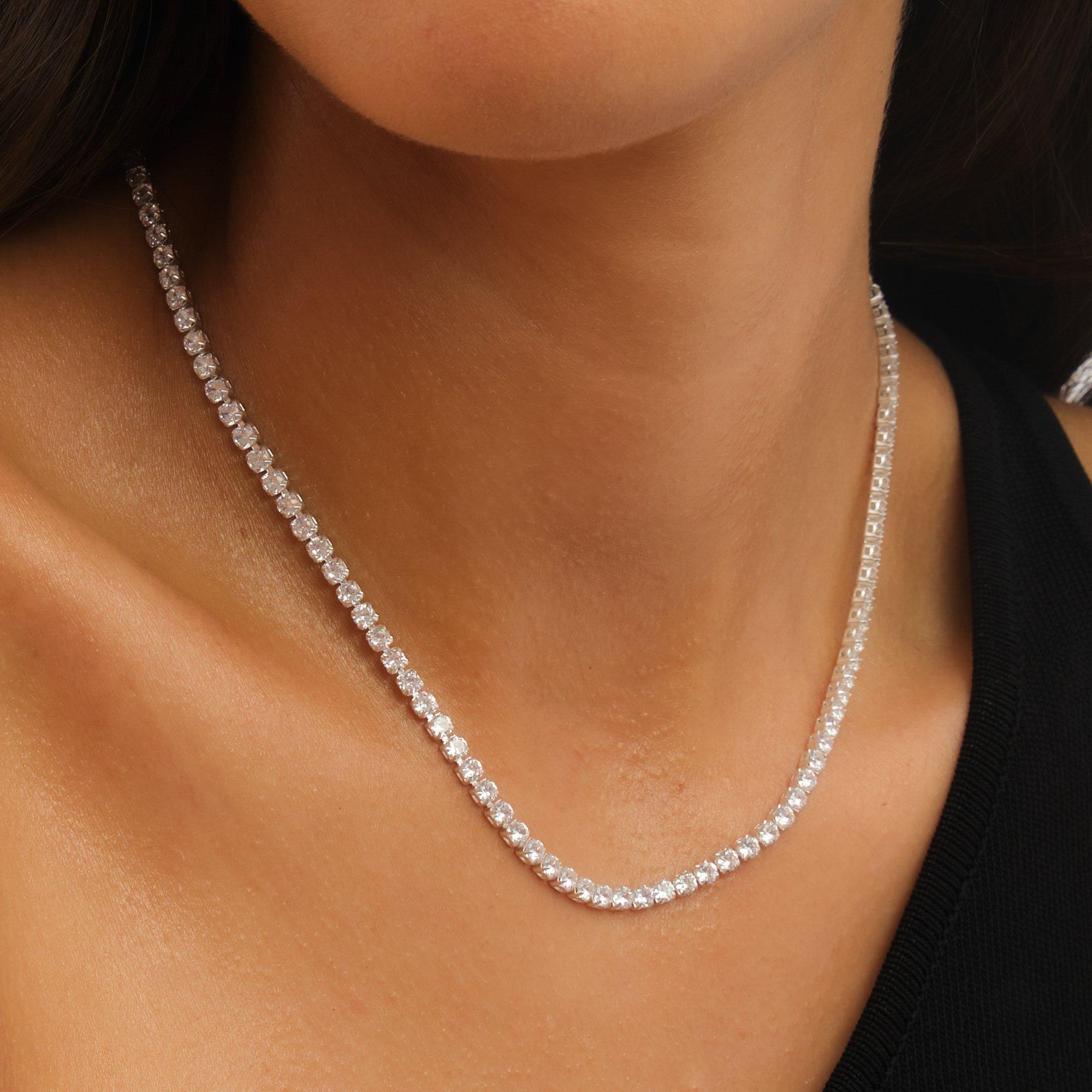 Silver - Jon Richard - Waterproof Sterling Silver Plated Tennis Necklace - 2