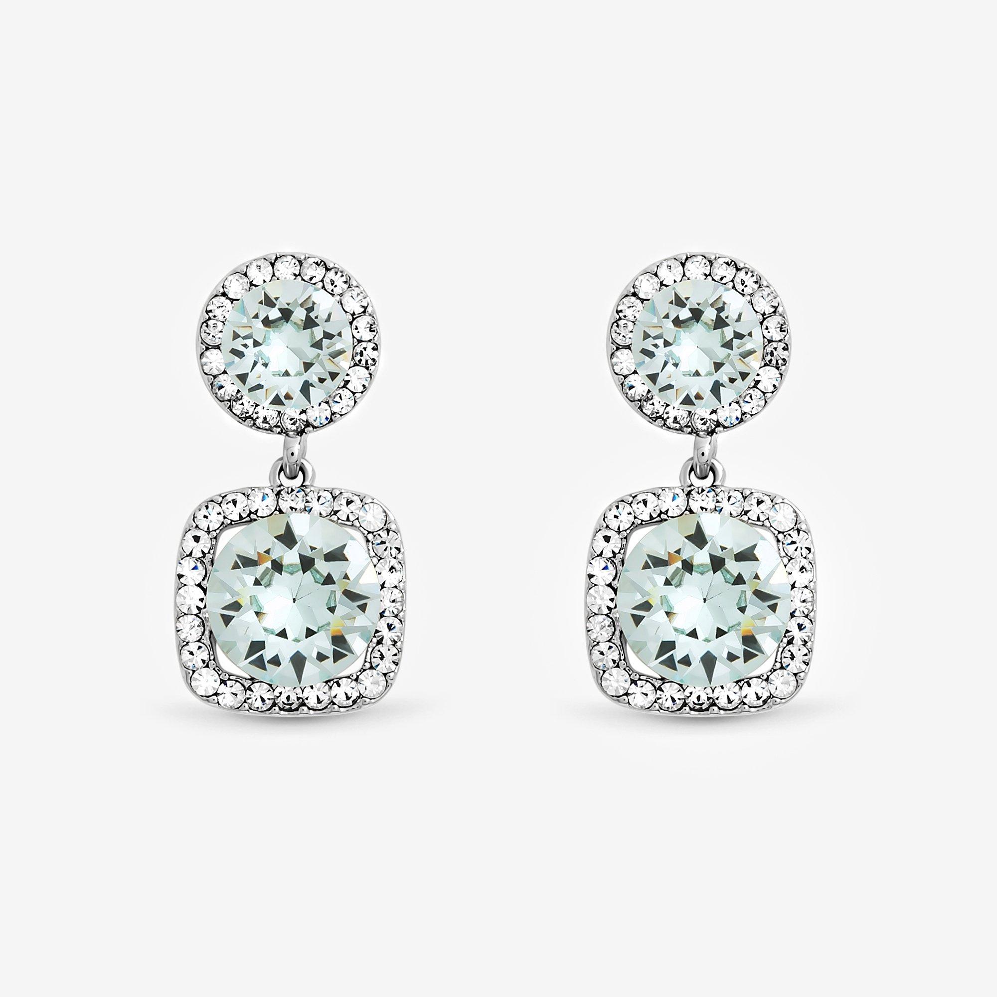 Silver - Jon Richard - Aqua Stone Drop Earrings - 1