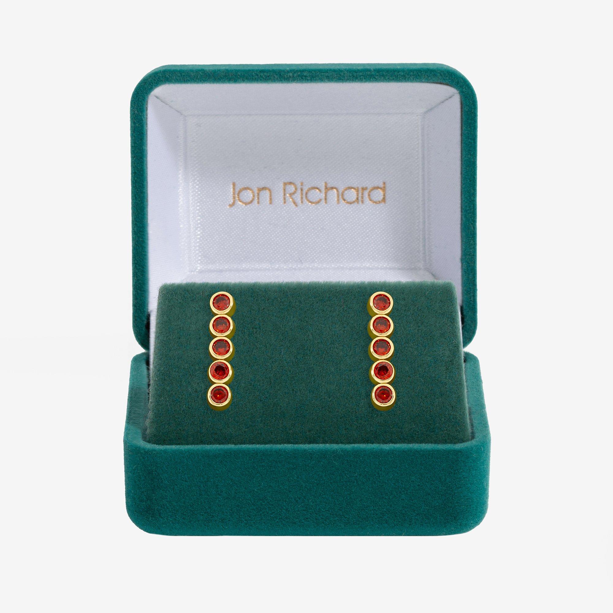 Gold - Jon Richard - 14K Gold Plated CZ Tennis Earrings - Gift Box - 1