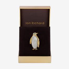 Jon Richard Gold Plated Pengiun Brooch - Gift Box
