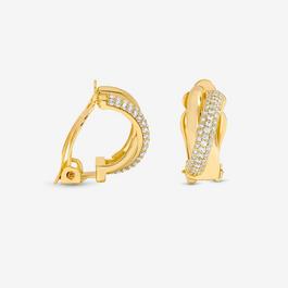 Jon Richard Gold Plated Pave & Polished Hoop Clip Earrings