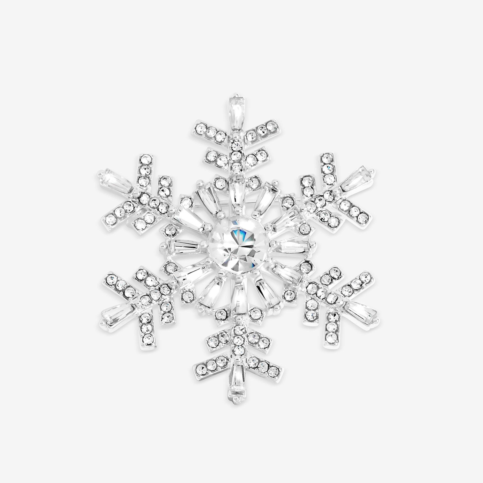 Silver - Jon Richard - Silver Plated Crystal Snowflake Brooch - Gift Box - 2