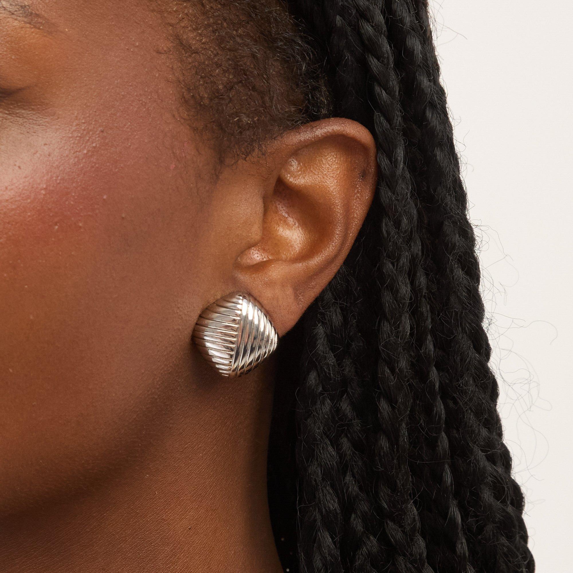 Silver - Jon Richard - Silver Plated Ridge Square Clip Earrings - 2