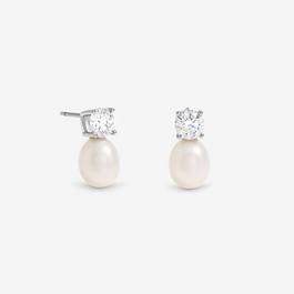 Jon Richard Rhodium Plated Fresh Water Pearl Earrings