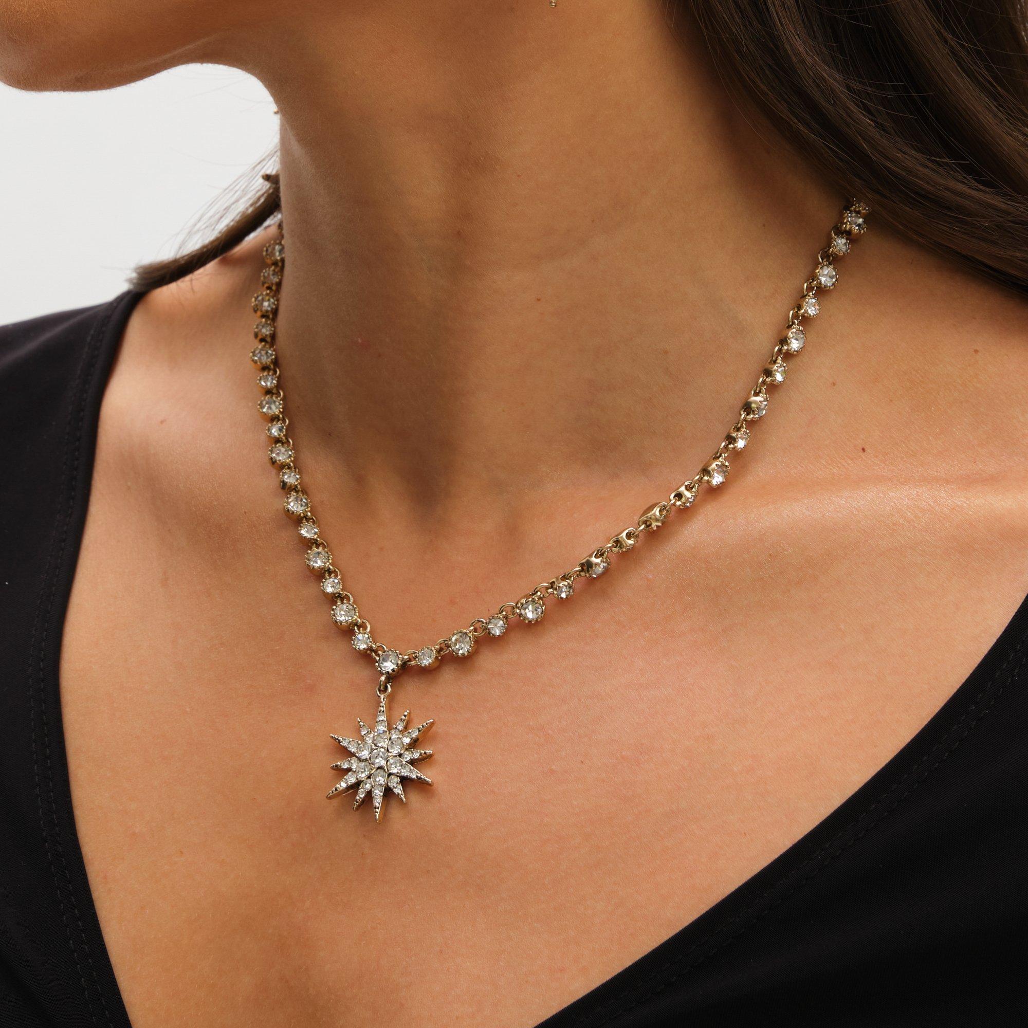 Gold - Mood - Antique Gold Crystal Celestial Pendant - 2