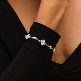 Mood Silver Mother of Pearl Clover Spacer Bracelet