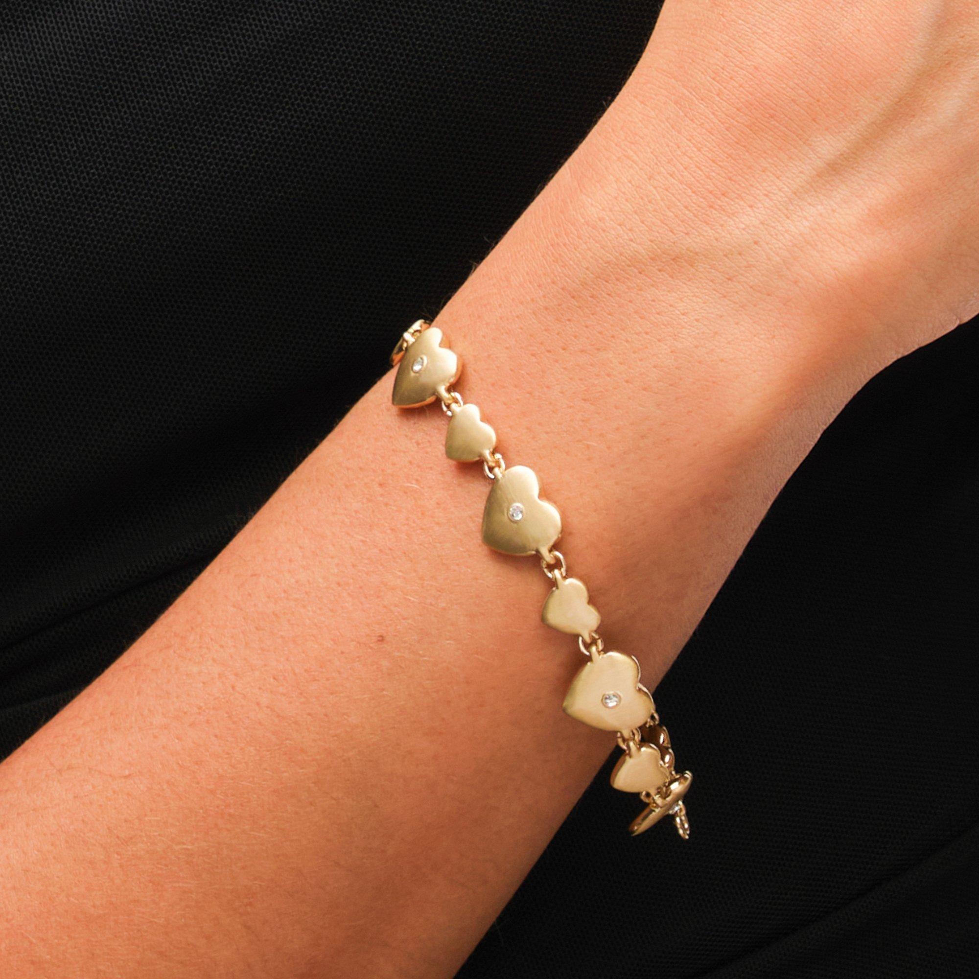 Gold - Jon Richard - Gold Plated Heart & Crystal Bracelet - Gift Pouch - 2