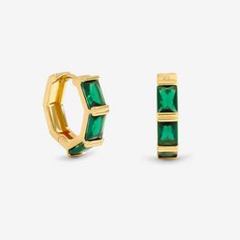 Jon Richard Gold Plated & Emerlald Stone Hoop Earrings