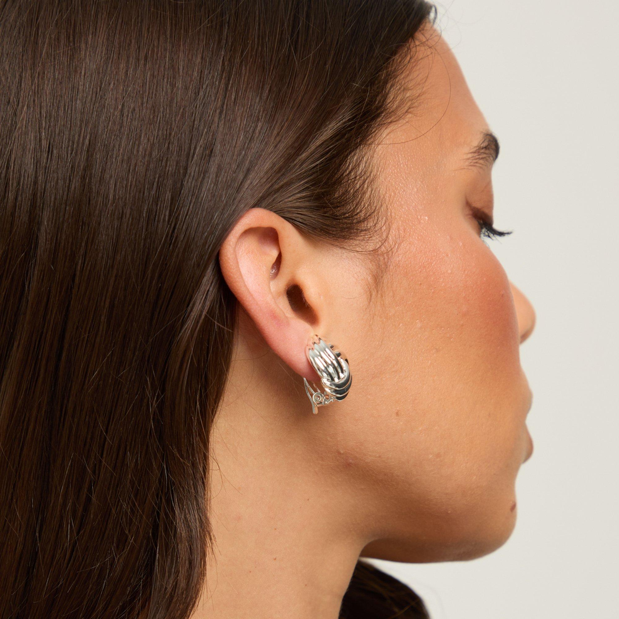 Silver - Jon Richard - Silver Plated Knot Stud  Clip Earrings - 2