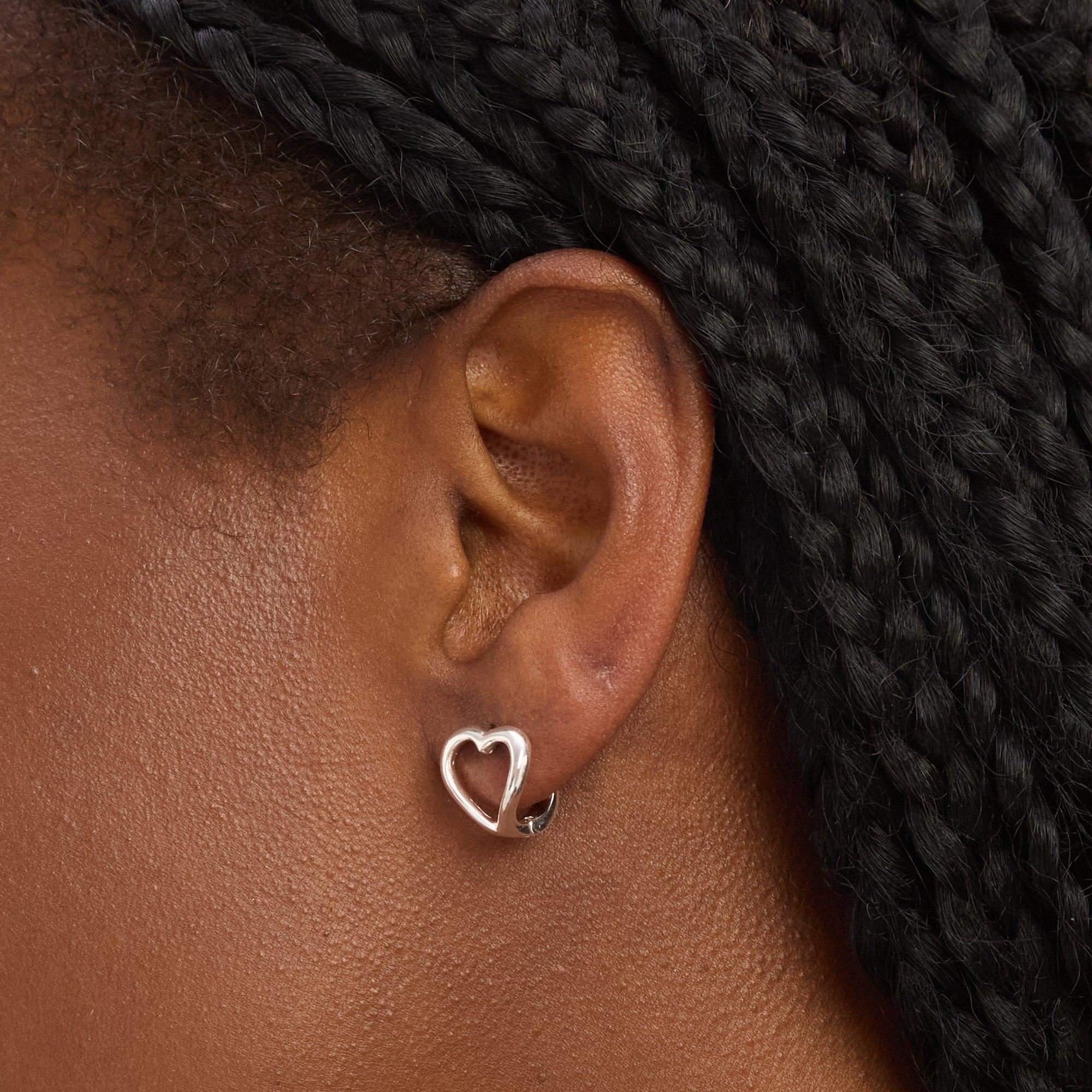 Silver - Simply Silver - Sterling Silver 925 Polished Heart Hoop Earrings - 2