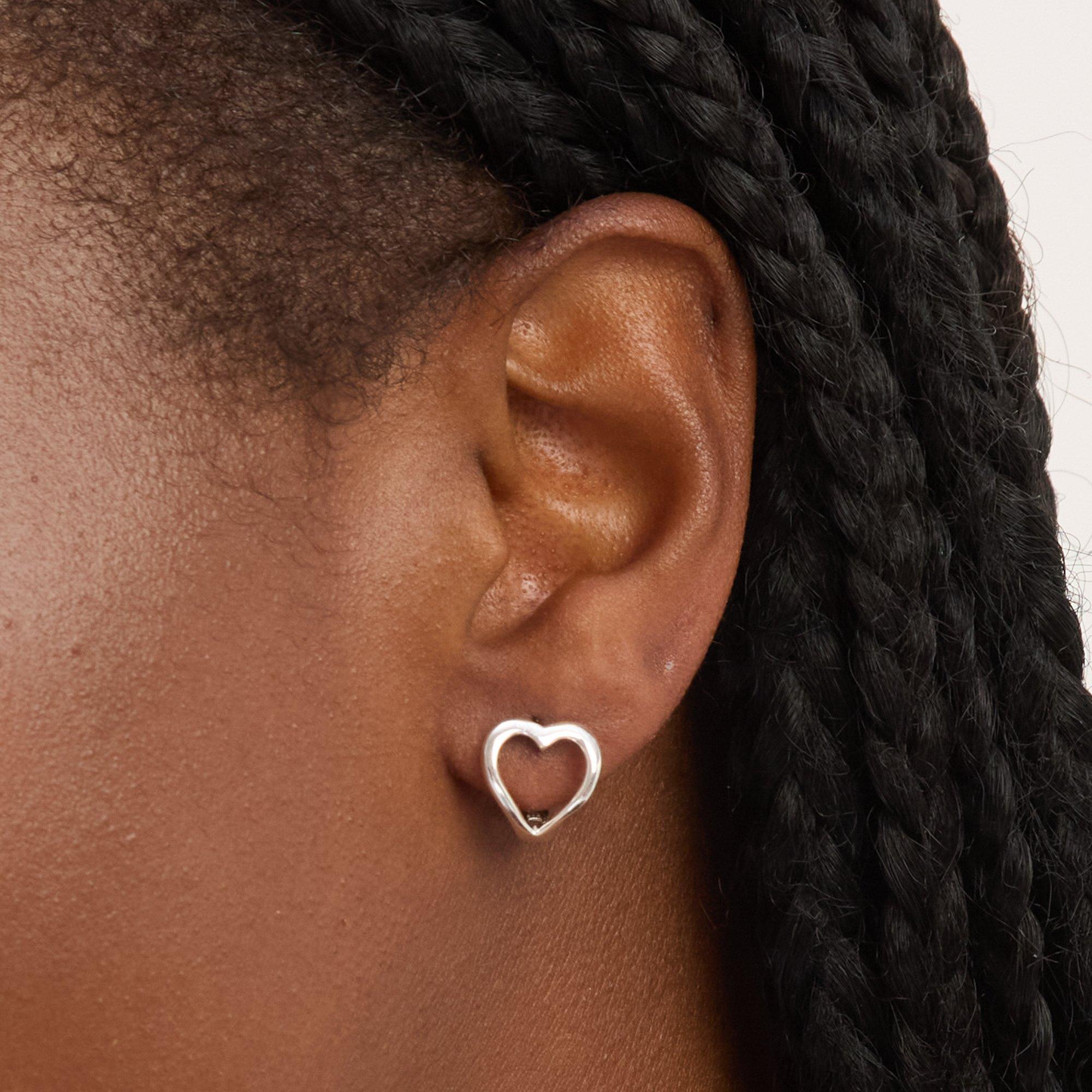 Silver - Simply Silver - Sterling Silver 925 Polished Heart Hoop Earrings - 3