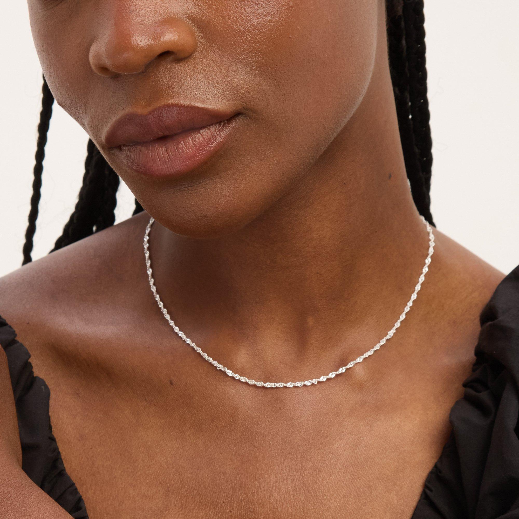 Silver - Simply Silver - Sterling Silver 925 Polished Twist Chain Necklace - 2