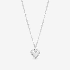 Simply Silver Sterling Silver 925 Polished & Pave Heart Pendant