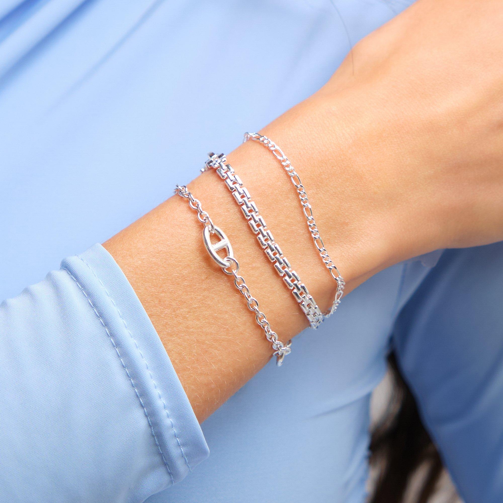 Silver - Simply Silver - Sterling Silver 925 Polished Gate Chain Bracelet - 2