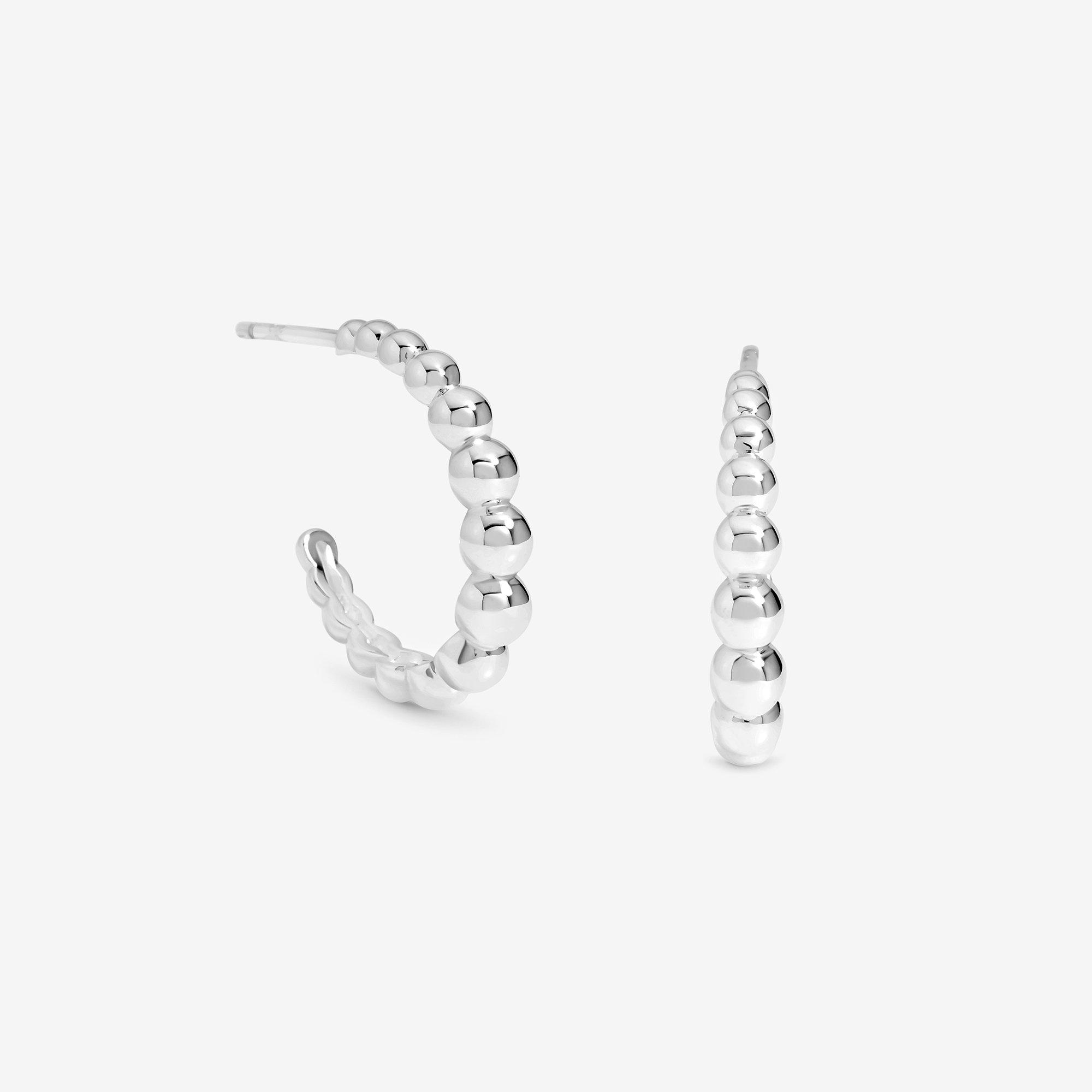 Silver - Simply Silver - Sterling Silver 925 Textured Orb Hoop Earrings - 1