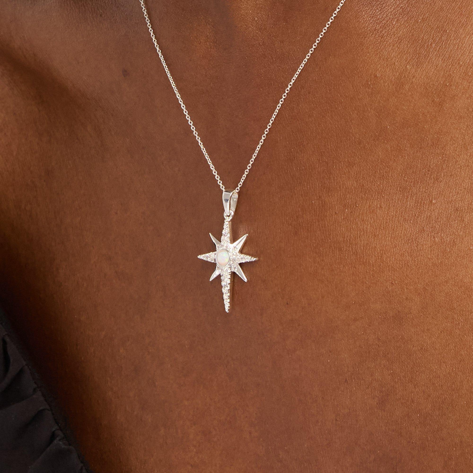 Silver - Simply Silver - Sterling Silver 925 CZ & Opal Celestial Pendant - 2