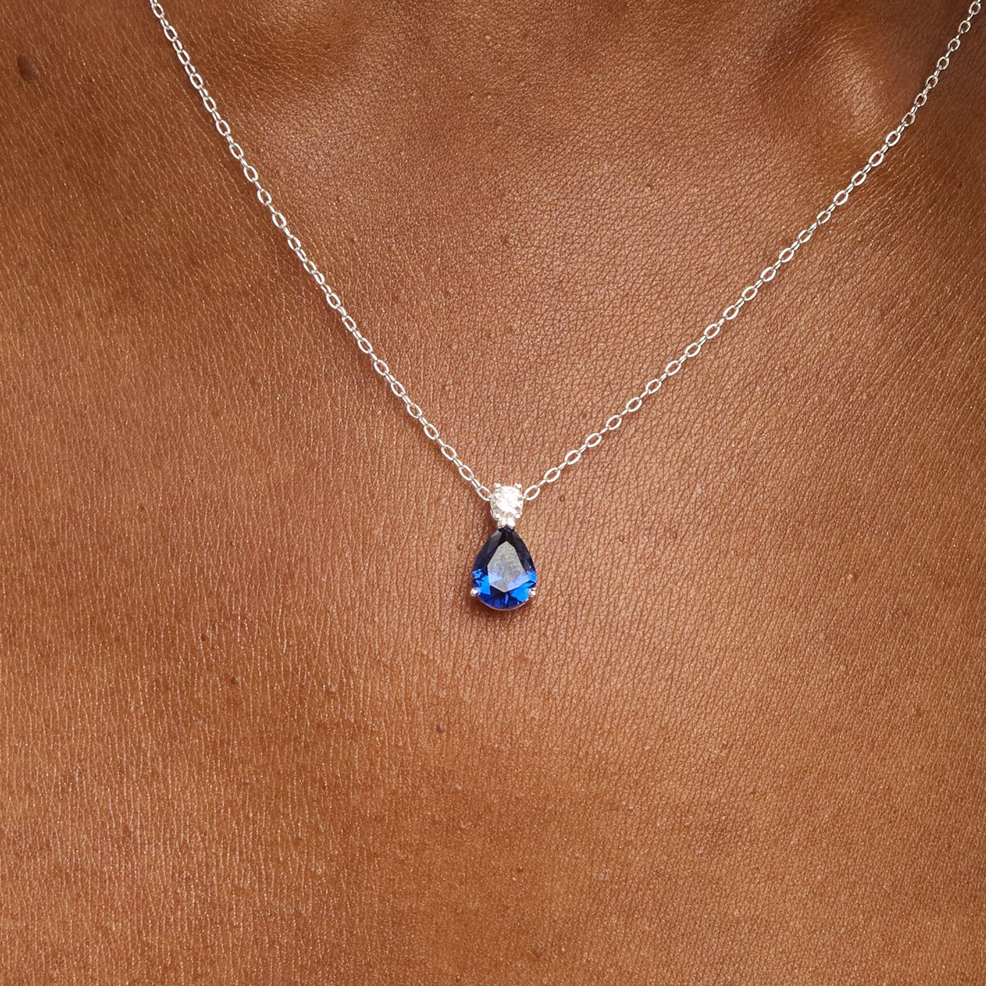 Silver - Simply Silver - Sterling Silver 925 CZ Sapphire Pendant - 2