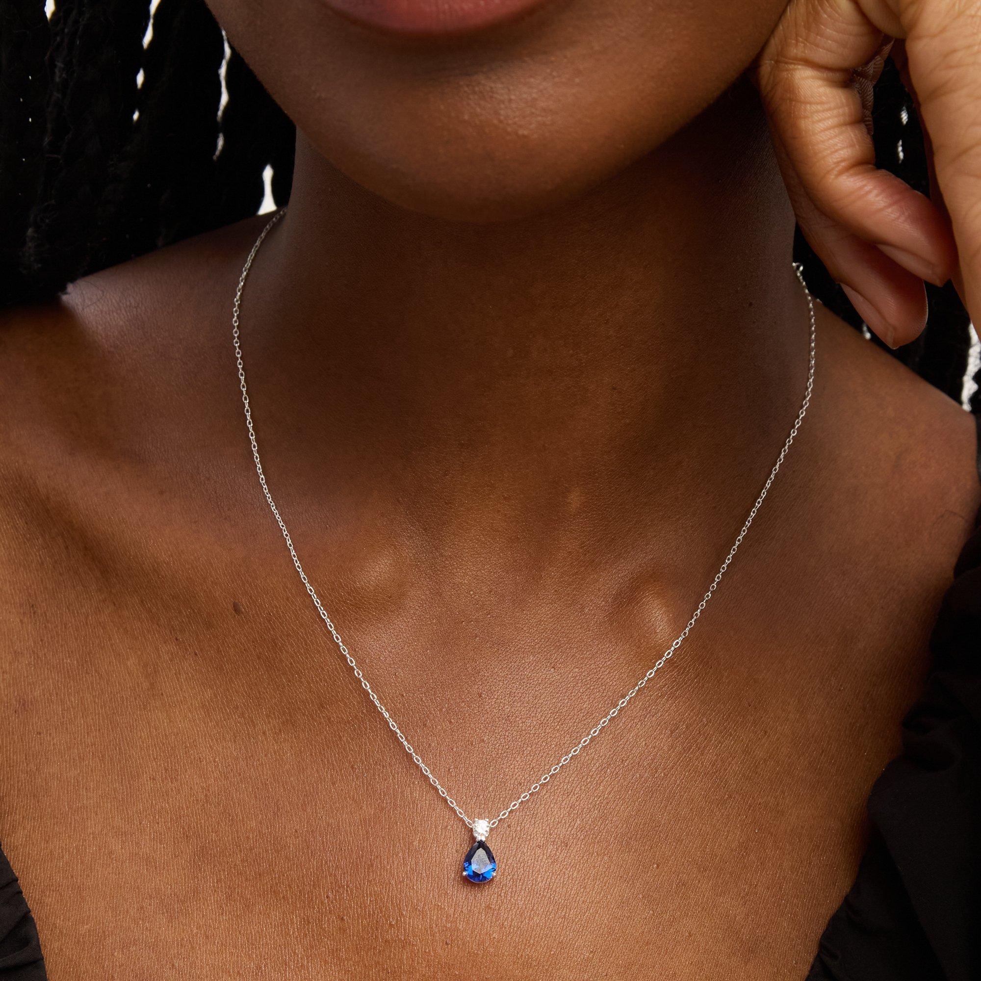 Silver - Simply Silver - Sterling Silver 925 CZ Sapphire Pendant - 3