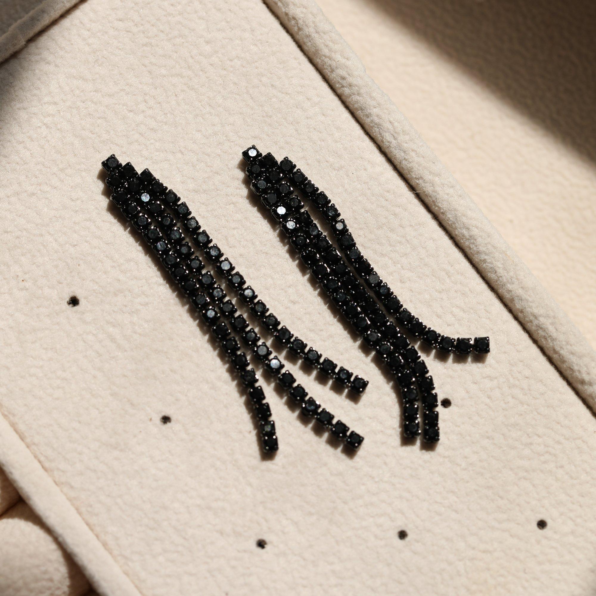 Silver - Jon Richard - Rhodium Plated & Jet  Drop Earrings - 3