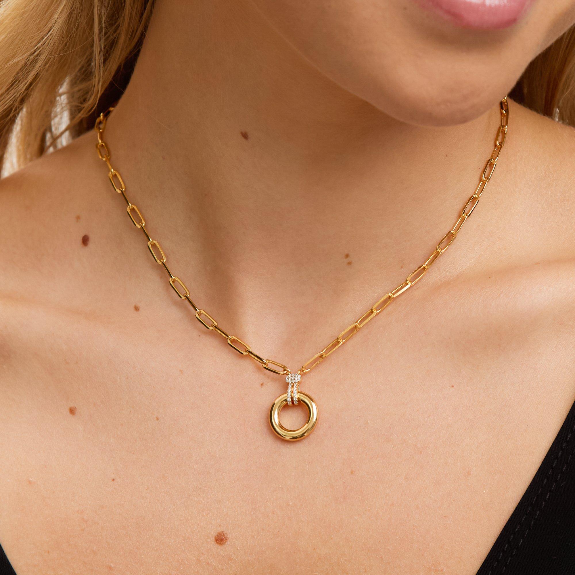 Gold - Jon Richard - 18K Gold Plated & Pave Link Chain Necklace - 2