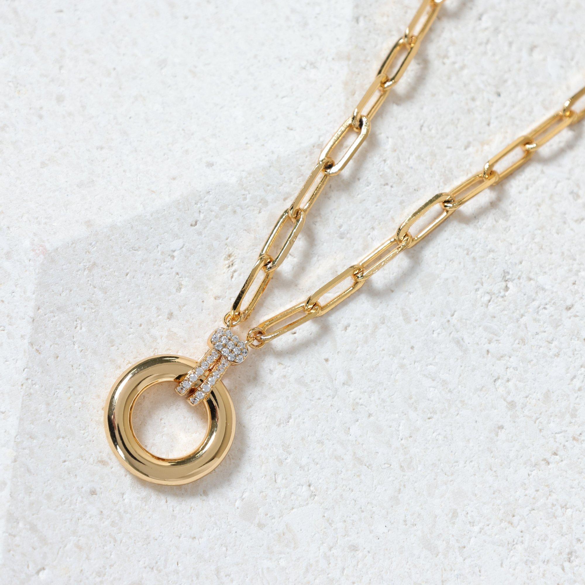 Gold - Jon Richard - 18K Gold Plated & Pave Link Chain Necklace - 3