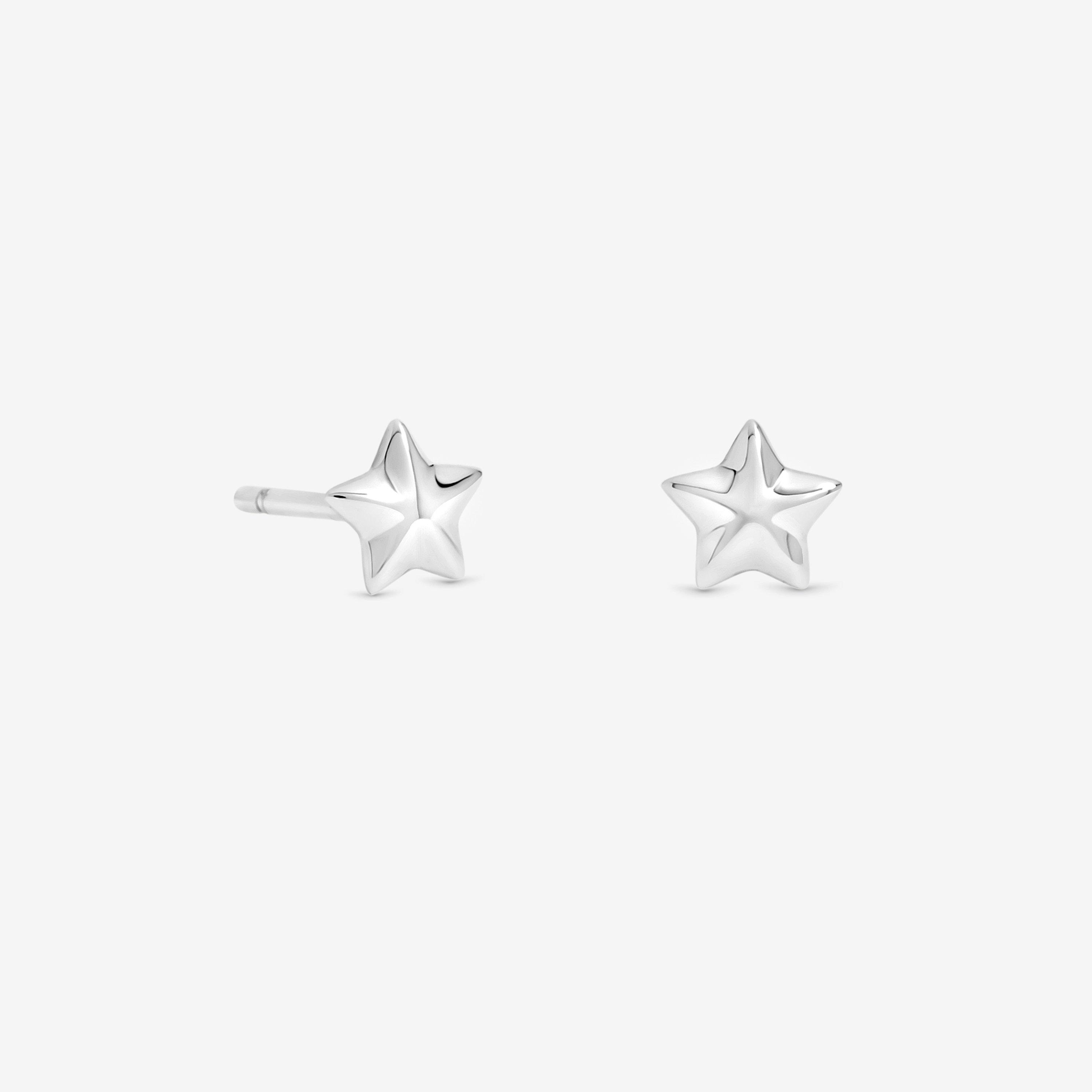 Silver - Simply Silver - Sterling Silver 925 Mini Polished Star Studs - 1