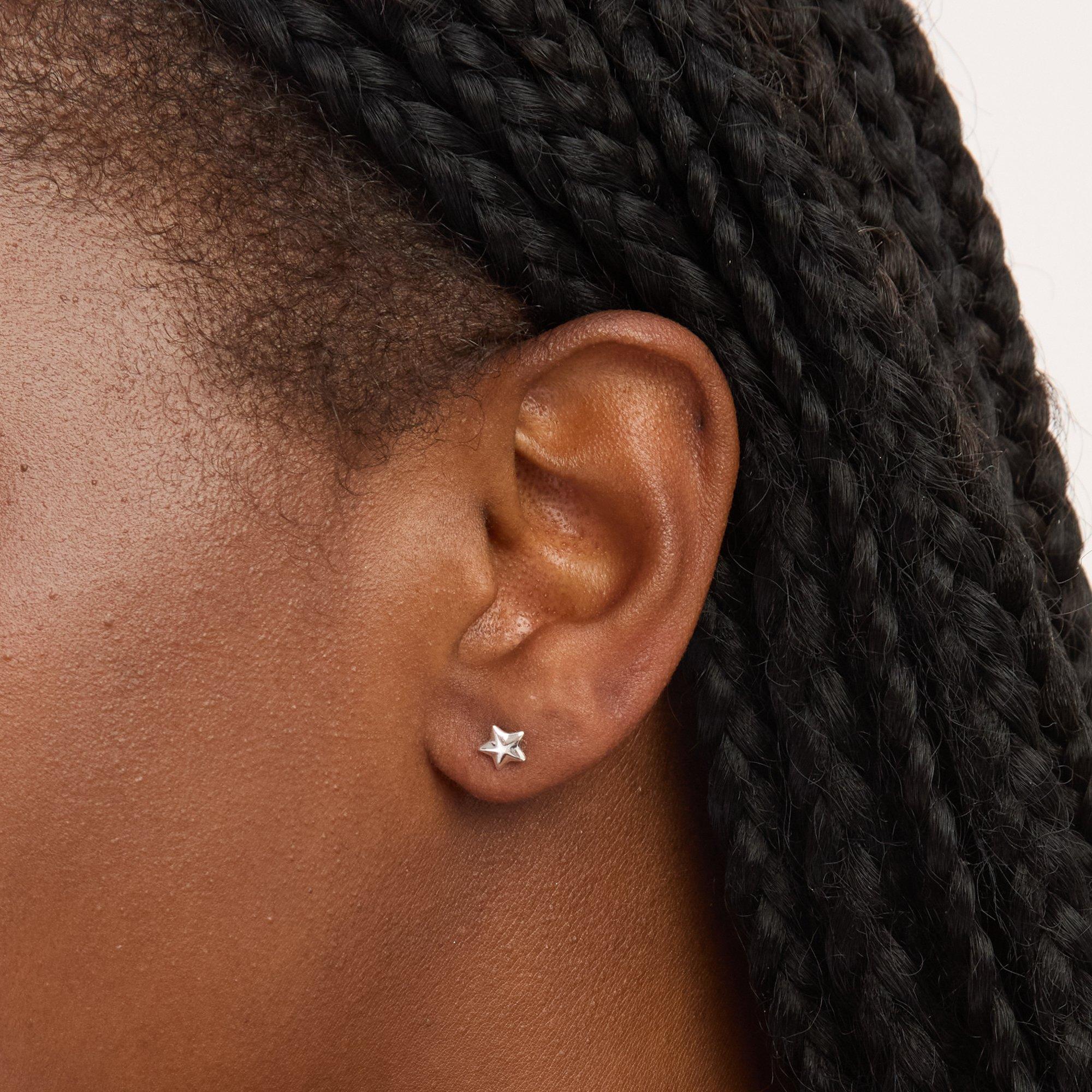 Silver - Simply Silver - Sterling Silver 925 Mini Polished Star Studs - 3