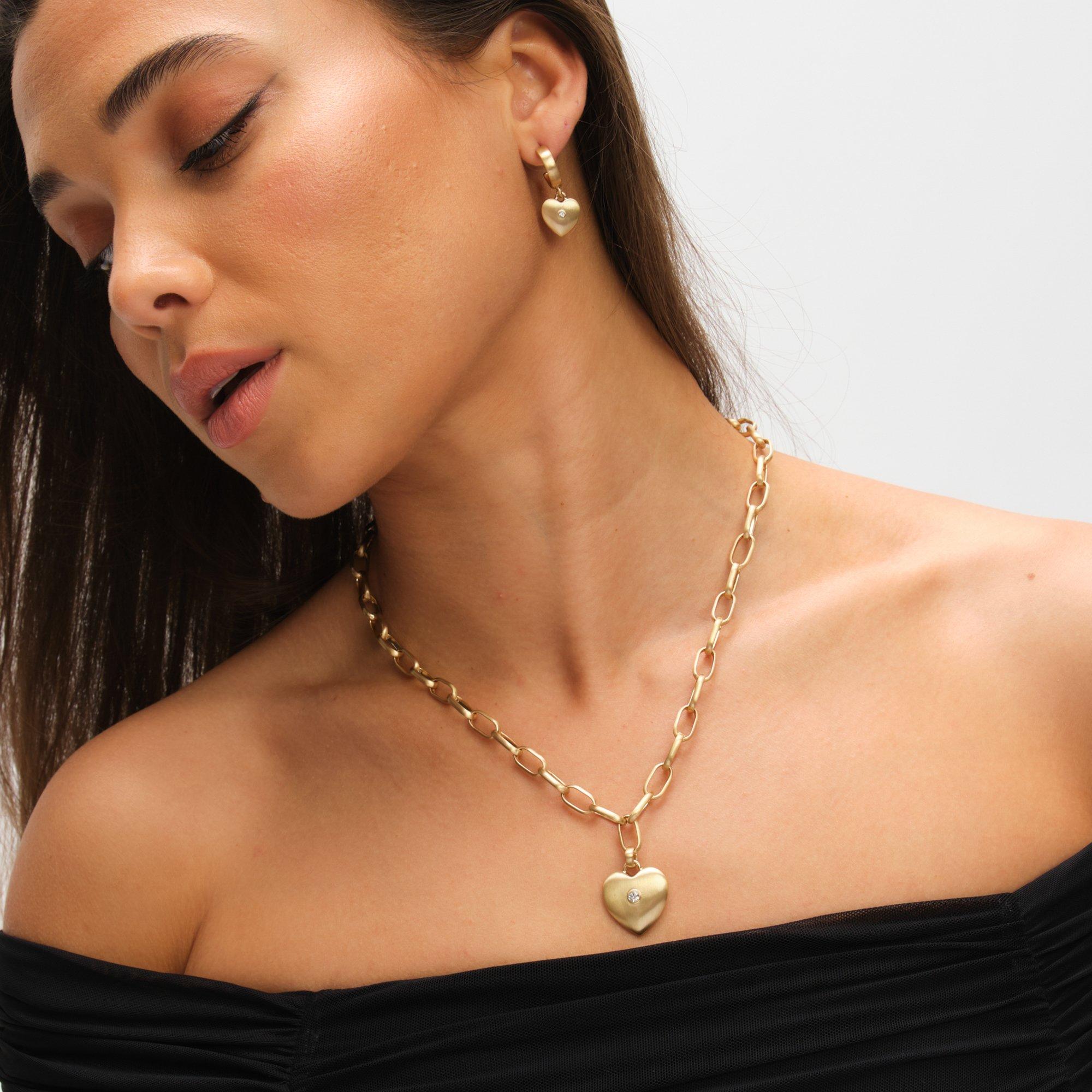 Gold - Jon Richard - Gold Plated Heart & Crystal Hoops - Gift Pouch - 4