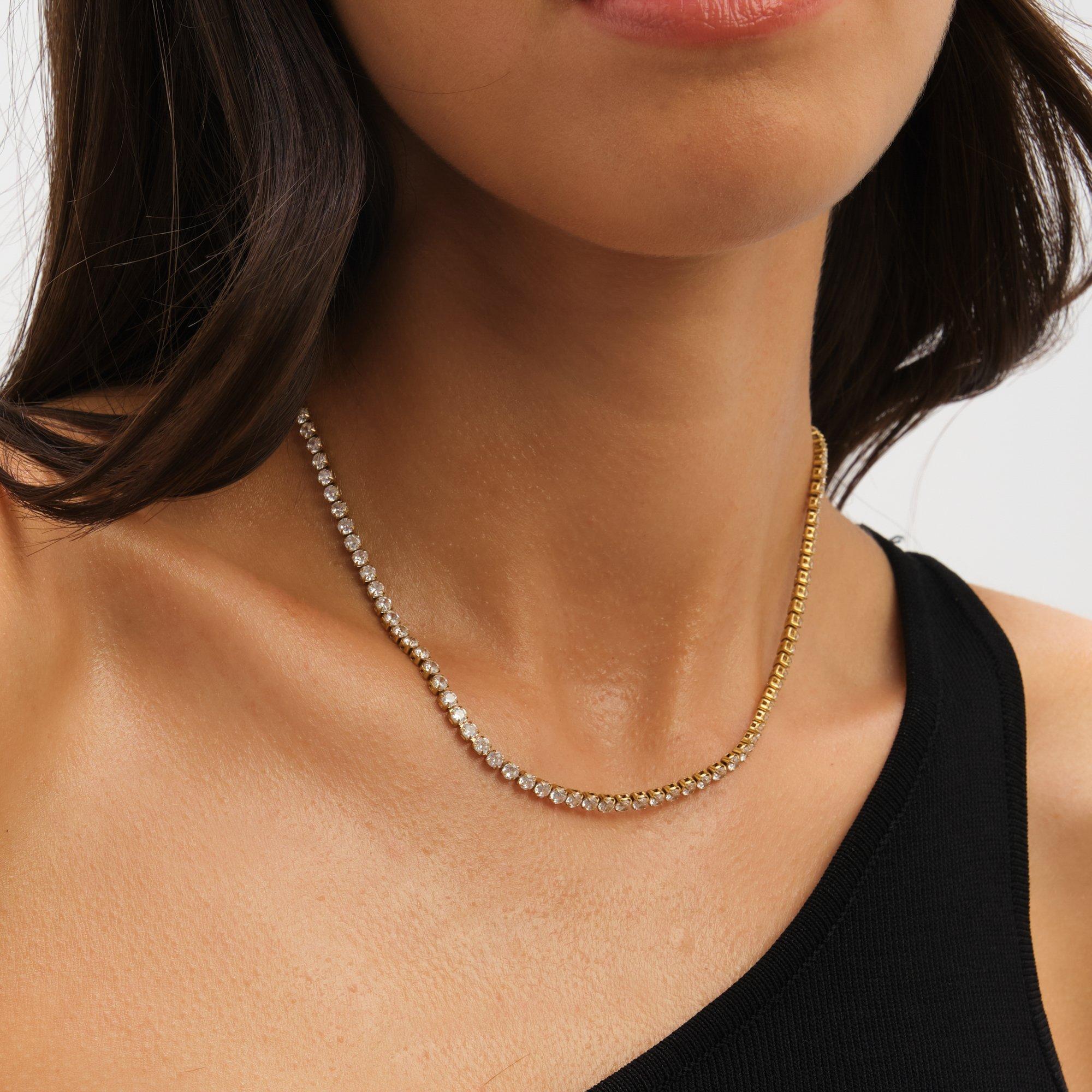 Gold - Jon Richard - Waterproof Gold Plated Tennis Necklace - 2