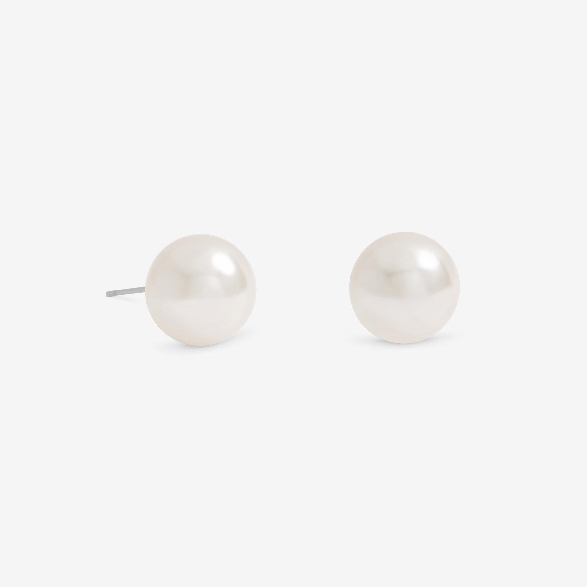 Silver - Jon Richard - Cream Large Pearl Earrings - 1