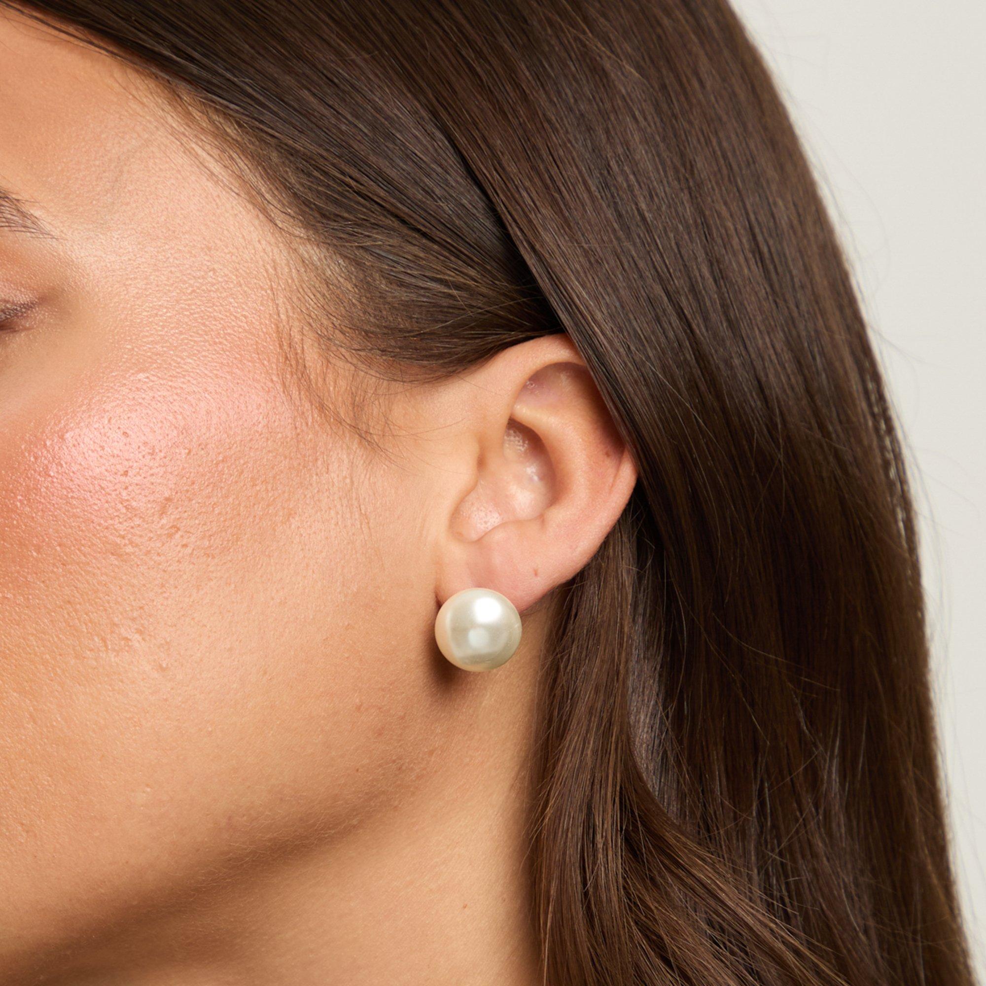 Silver - Jon Richard - Cream Large Pearl Earrings - 2