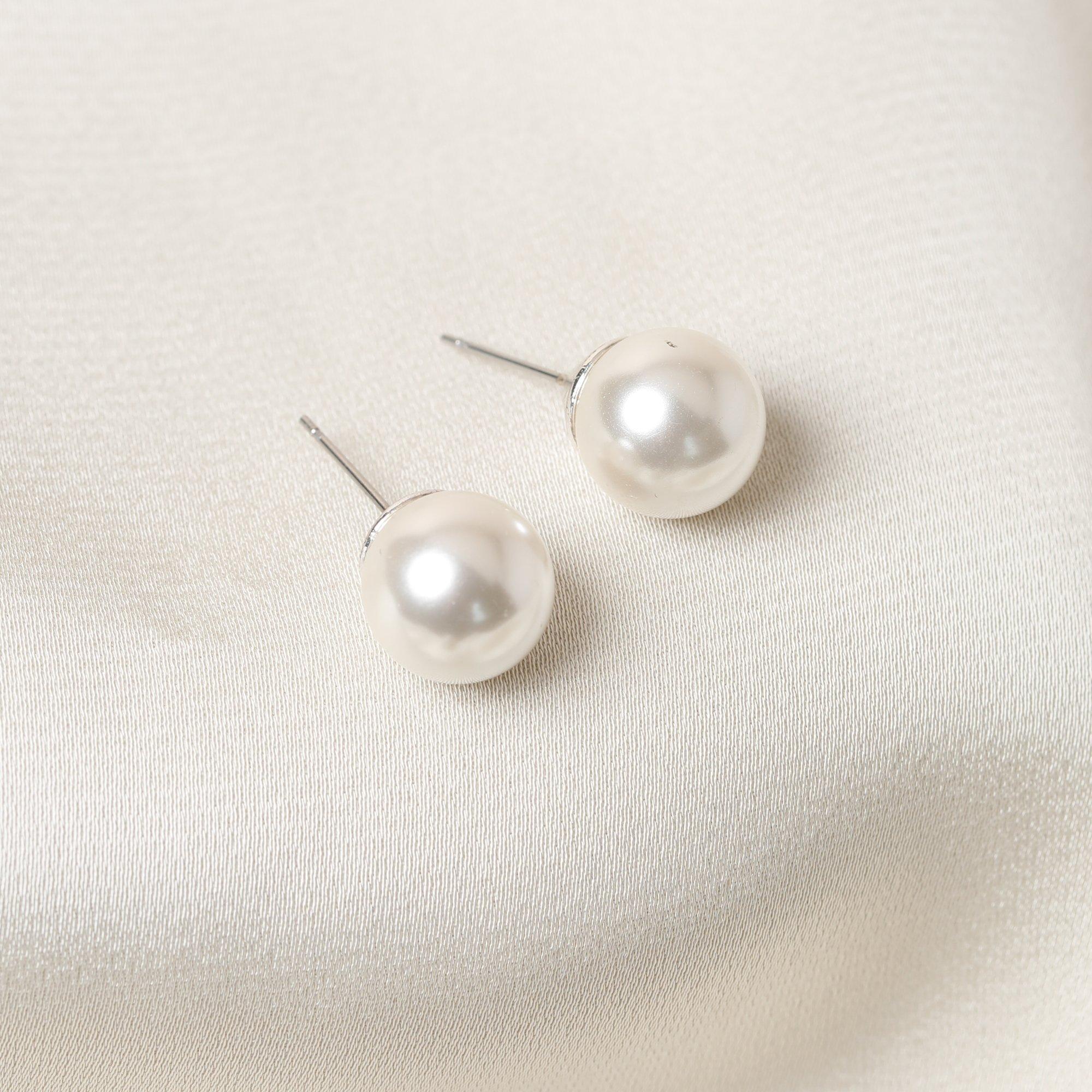 Silver - Jon Richard - Cream Large Pearl Earrings - 3