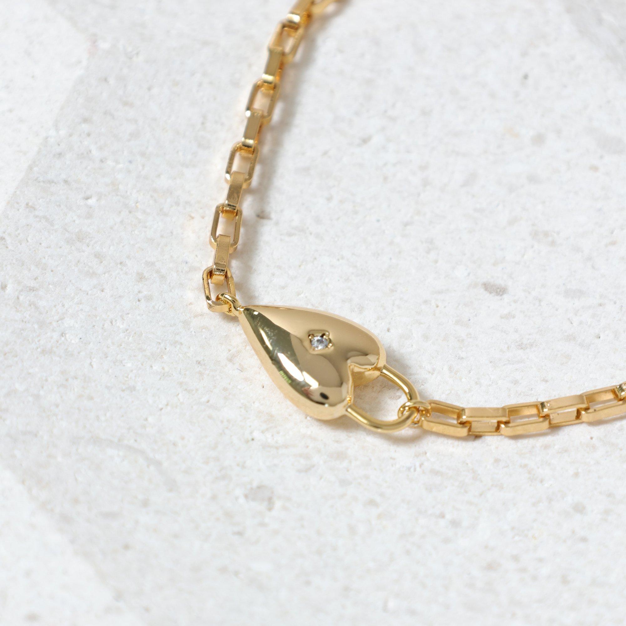 Gold - Jon Richard - 18K Gold Plated & CZ Heart Bracelet - 3