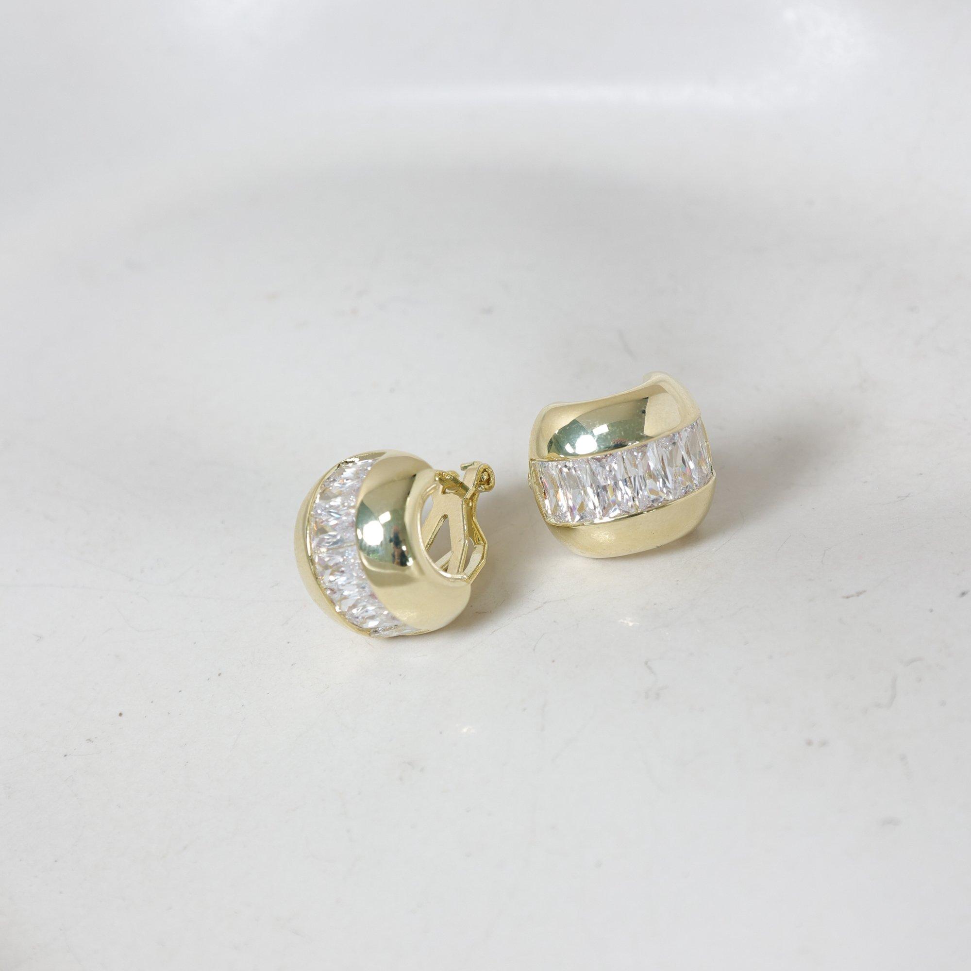 Gold - Jon Richard - Gold Plated & Crystal Dome Clip Earrings - 2