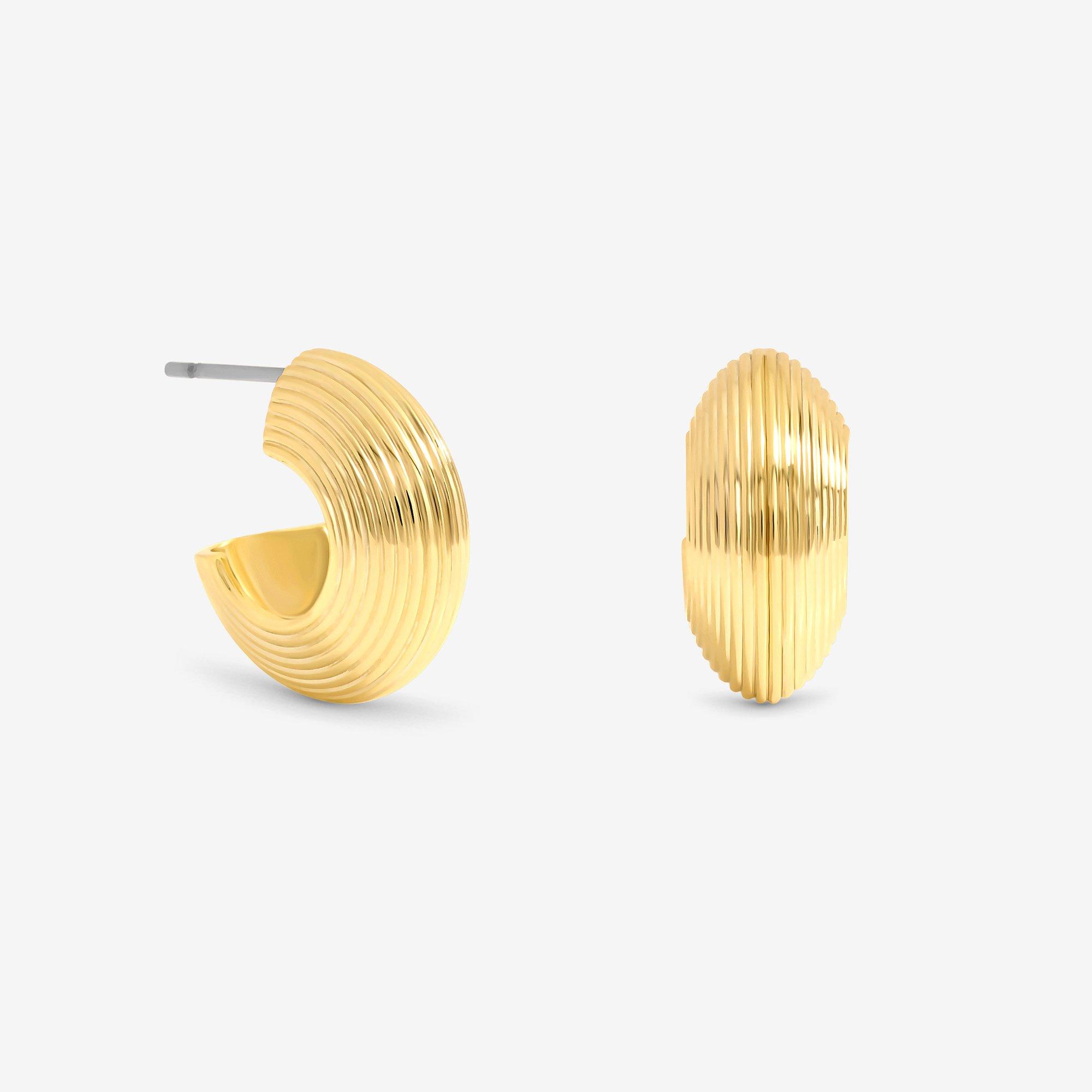 Gold - Jon Richard - Ribbed Hoop Earrings