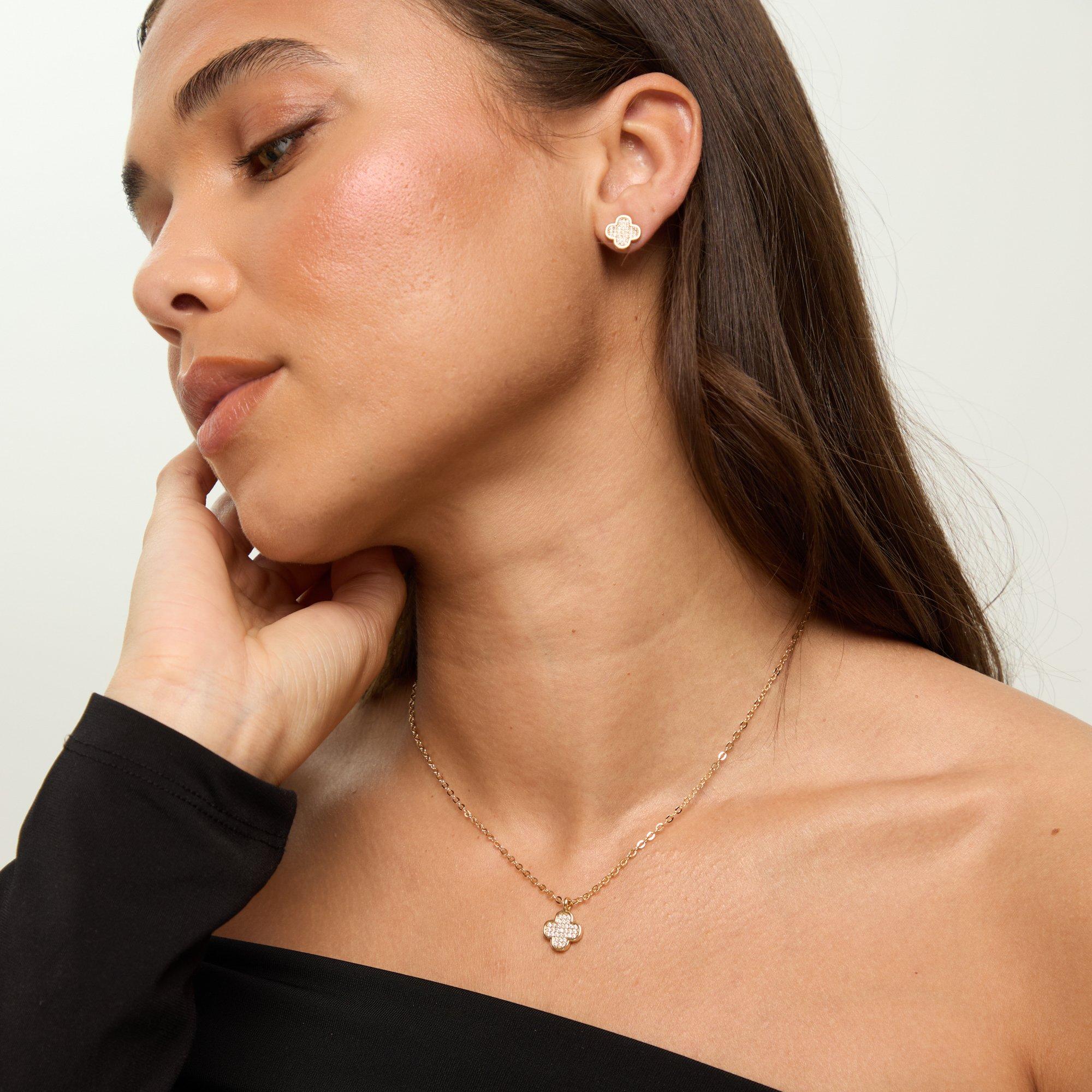 Gold - Jon Richard - Gold Plated Micro Pave Studs - 2