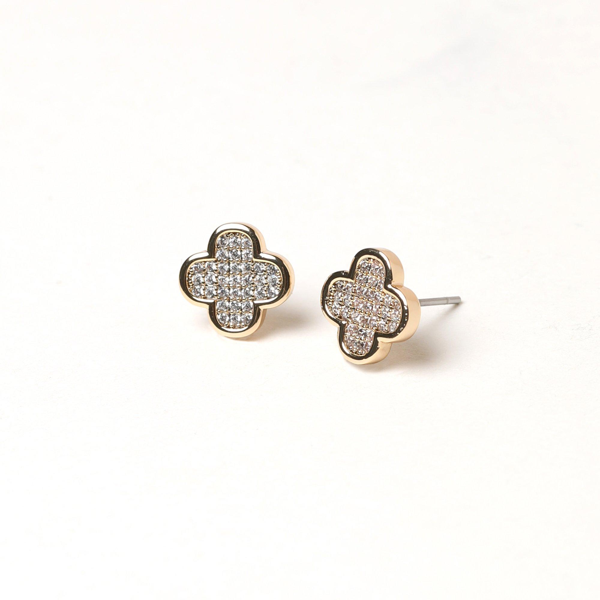 Gold - Jon Richard - Gold Plated Micro Pave Studs - 3