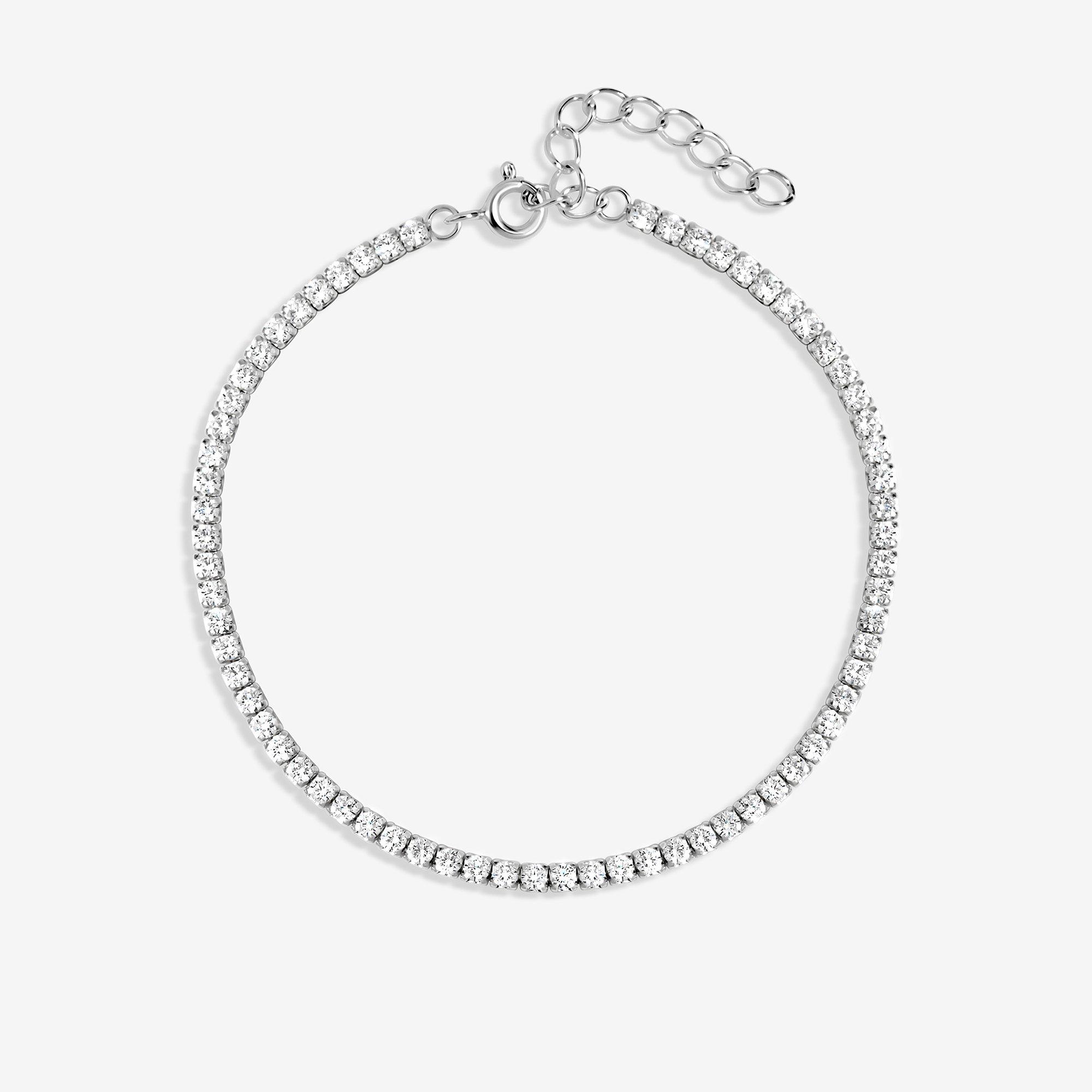 Silver - Simply Silver - Sterling Silver 925 CZ Fine Tennis Bracelet - 1