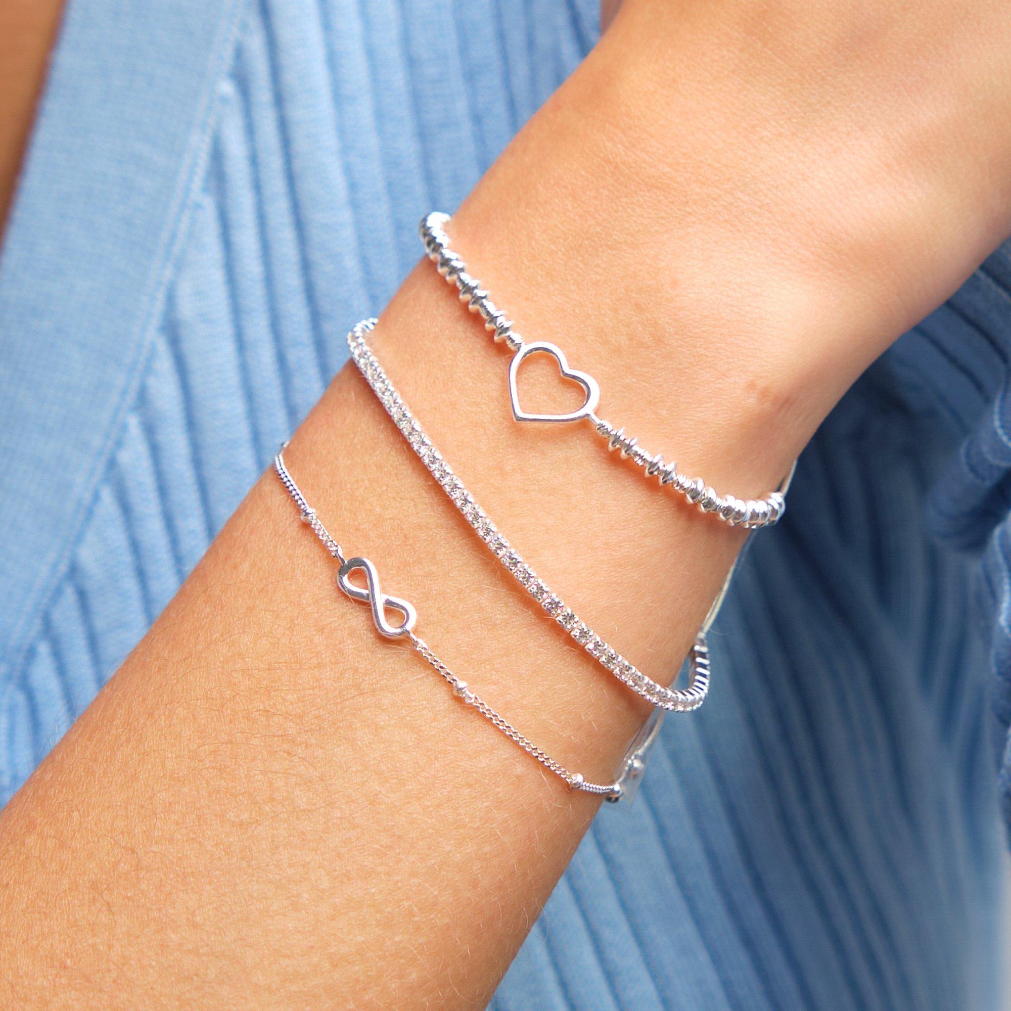 Silver - Simply Silver - Sterling Silver 925 CZ Fine Tennis Bracelet - 2