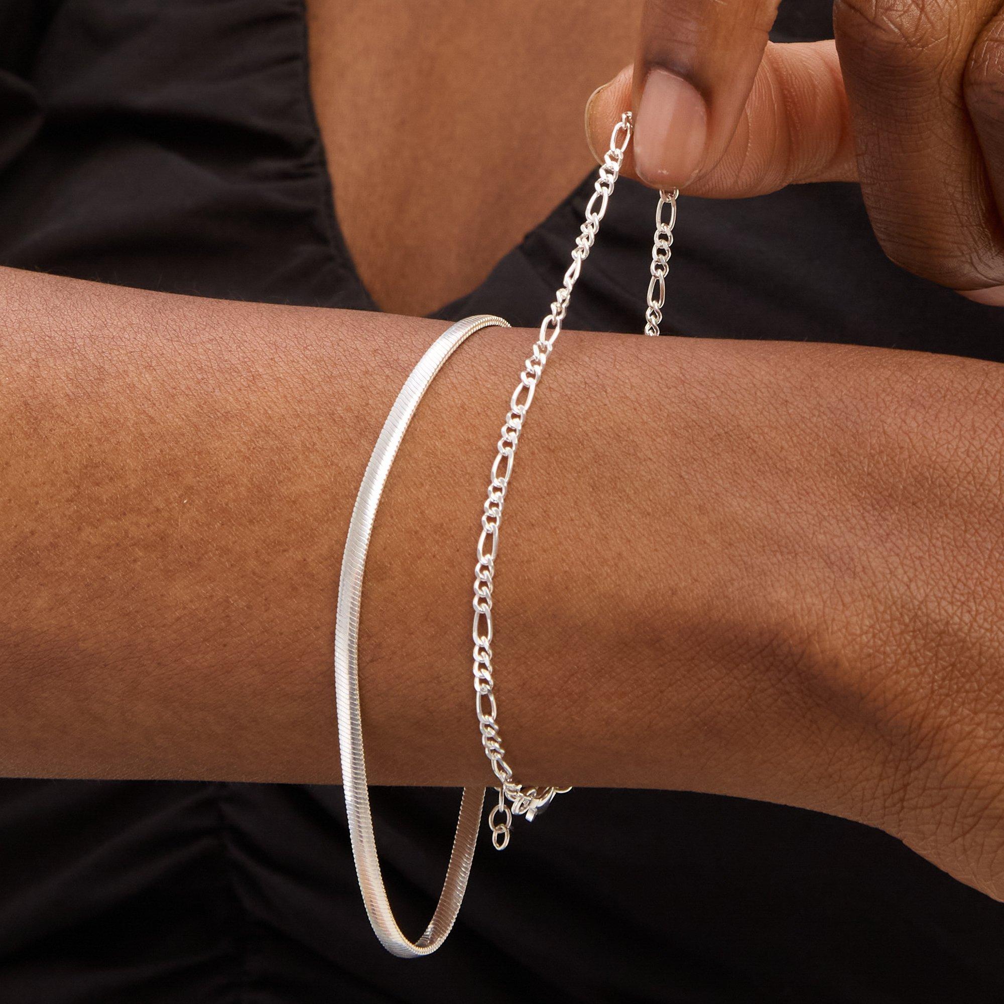 Silver - Simply Silver - Sterling Silver 925 Figaro Chain Bracelet - 2