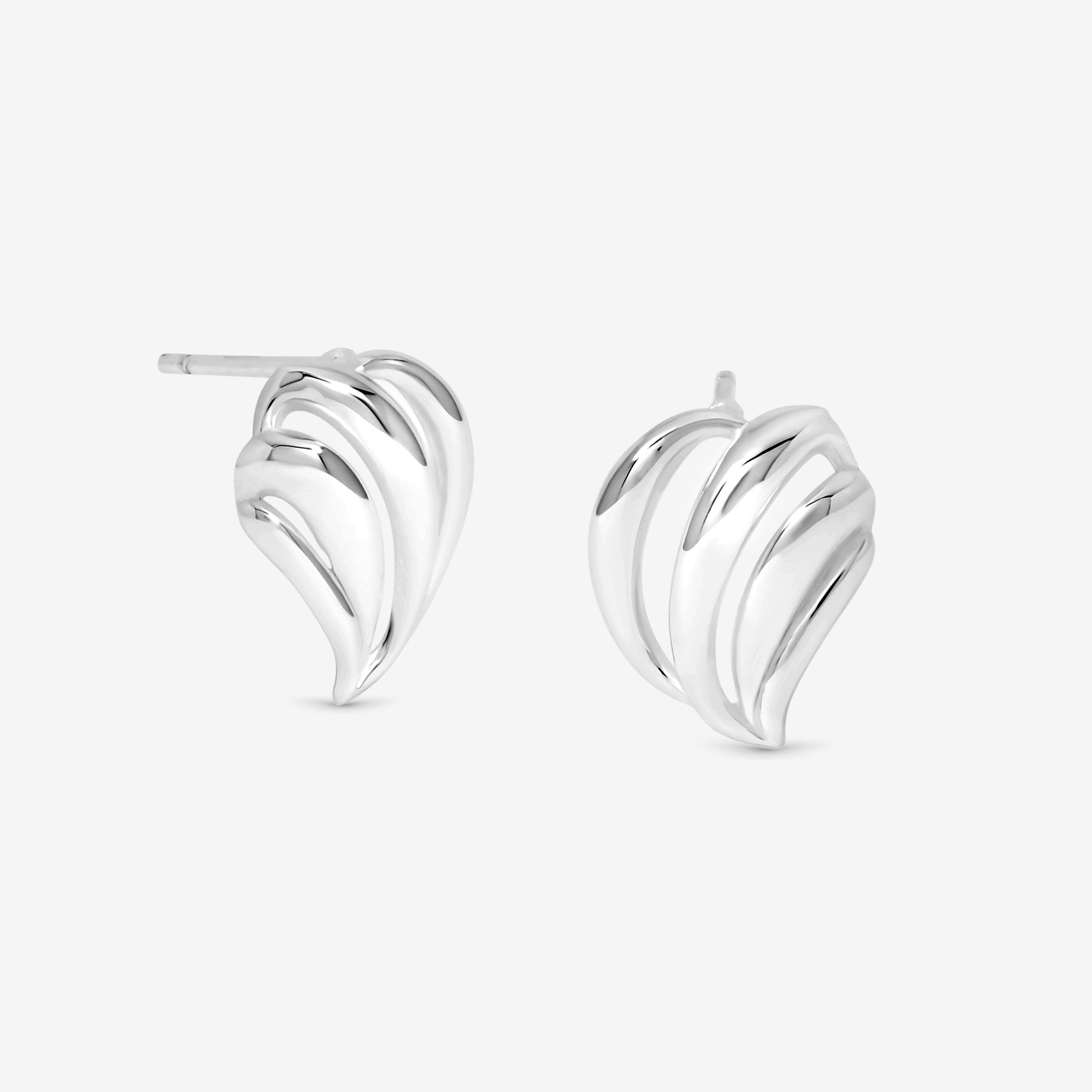 Silver - Simply Silver - Sterling Silver 925 Open Ridged Wave Studs - 1