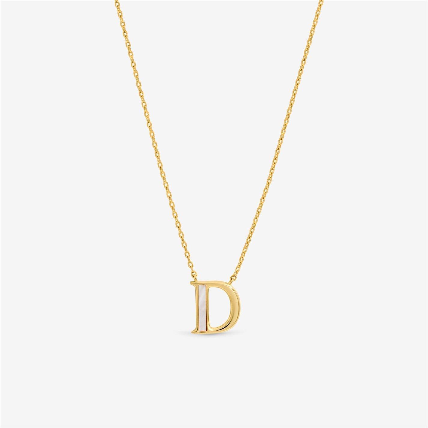 Inicio Women's 14K Real Plated Pearl Initial Pendant - D Gold