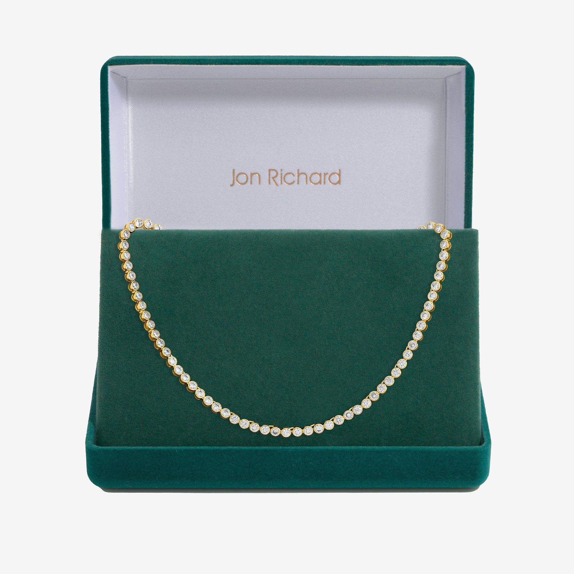 Gold - Jon Richard - 14K Gold Plated CZ Tennis Necklace - Gift Box - 1