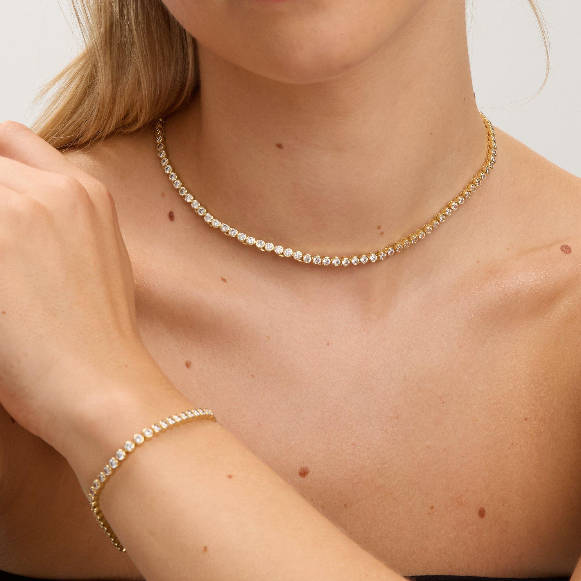 Gold - Jon Richard - 14K Gold Plated CZ Tennis Necklace - Gift Box - 3